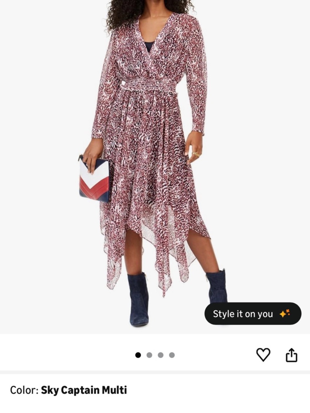 Tommy Hilfiger Pink Multi-Print Asymmetrical Handkerchief Dress